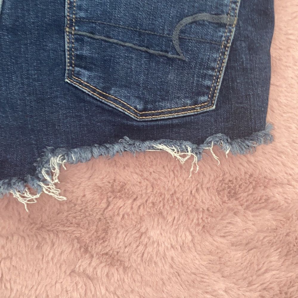 American Eagle Outfitters Hi-Rise Shortie Blue Denim Cutoff Shorts Modern - Picture 9 of 16